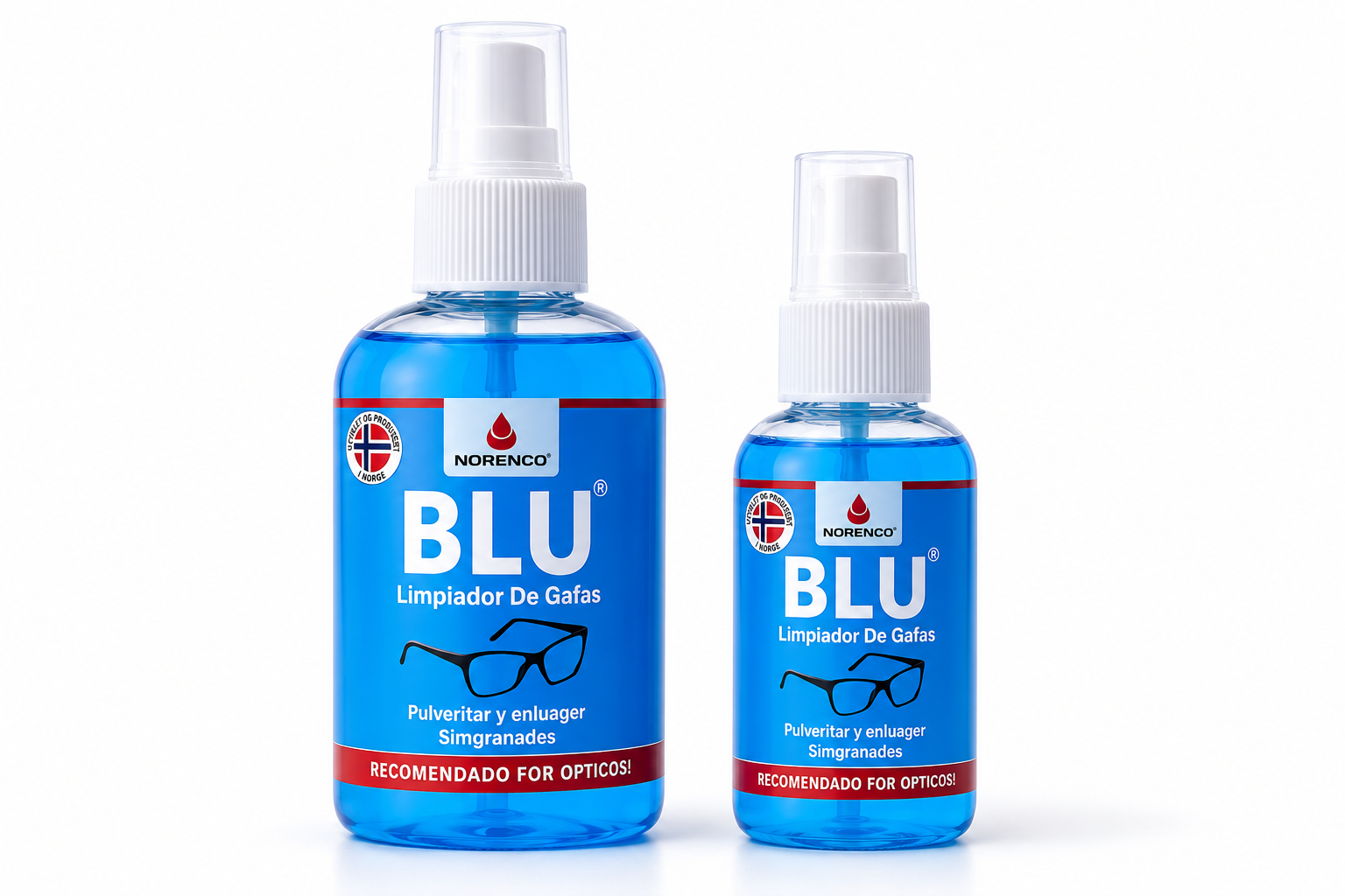 BLU® Duo Pack con limpiador de gafas de 100 ml y 50 ml desarrollado en Noruega