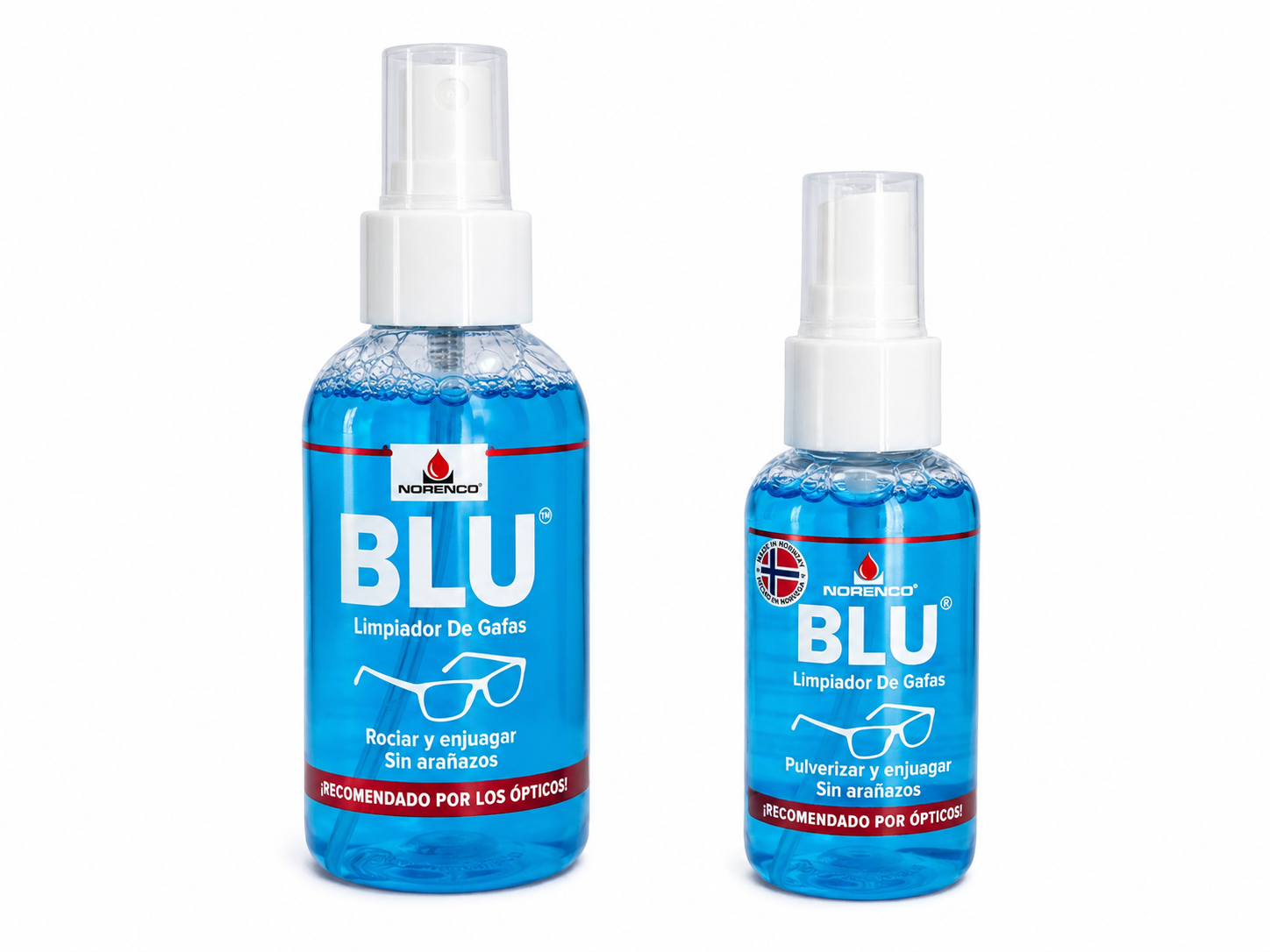 BLU® Duo Pack con limpiador de gafas de 100 ml y 50 ml desarrollado en Noruega